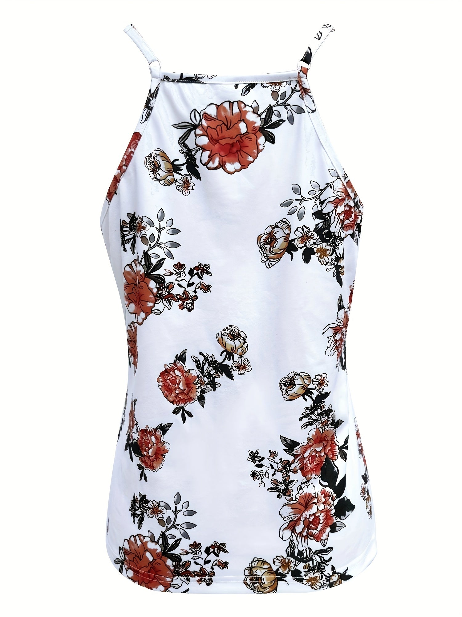 Women's Floral Print Lace Trim Sleeveless V-Neck Tank Top - Summer Casual Sexy Contrast Design, Breathable Machine-Washable Regular Fit for Beach Outings & Casual Wear, Ladies Tank Tops, Delicate Fabric Detail
